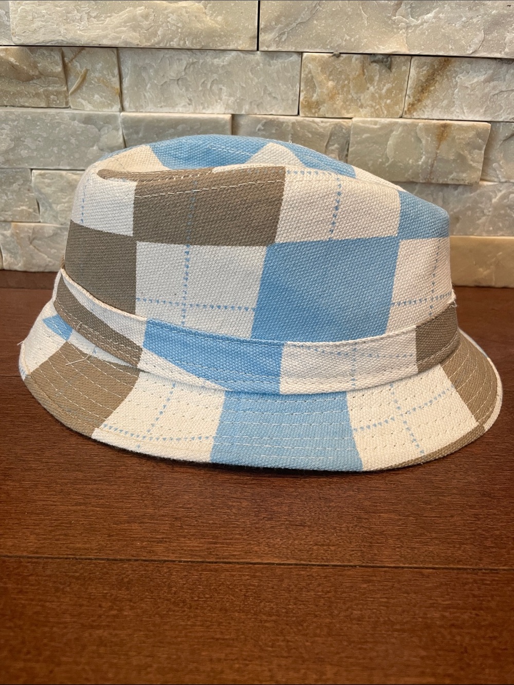 5/$25 Kids Blue & Gray Check Bucket Hat